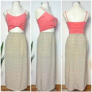 Y2K Butter Yellow Ditsy Floral Maxi Skirt